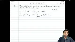 Dimension numericals class 11 |  Taking Velocity Time And Force As Fundamental Quantities Find ...