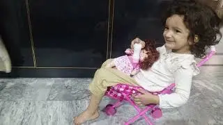 Aizu in the doll cart #kidsplaying with doll #fun