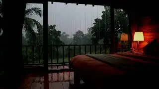Rainy Forest View from Cozy Bedroom | Relaxing Music, Sleep, Study & Meditation