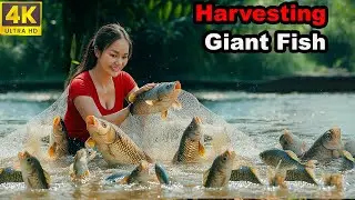 🐟 72 Hours Harvesting Tons of Giant Fish from Pond & Sells at the Traditional Village Market!