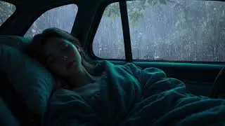 Strong Thunder and Heavy Rain on Car Roof &ndash; Natural Sleep TherapyㅣHeavy Rain for Sleep, Study