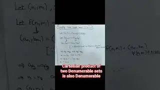 Cartesian product of two Denumerable sets is also Denumerable set #setstheory#denumerableset#notes