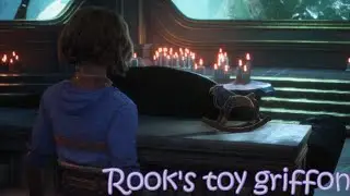 Dragon Age: The Veilguard - Rook's toy griffon, admire scars [Grey Warden-Elf]