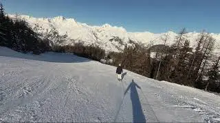 Спуск от подъемника Mont Blanc. Arc 1600