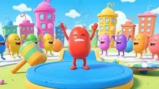 Fall Guys Wobbly Bean Rolled Off the Slide | Nursery Rhymes for Kids & Baby Songs