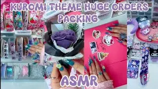KUROMI THEME HUGE ORDER PACKING😻💜 (ASMR)||SMALL BUSINESS