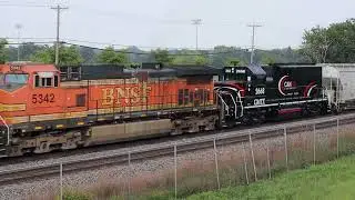 BNSF and Rare TC&W Trains.  Mixed Freight and Cando Foreign Power by Bandana Square, St Paul, MN