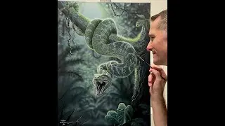 #124 How to Paint an Emerald Tree Boa | Acrylic Painting Tutorial | Marc Harvill Art
