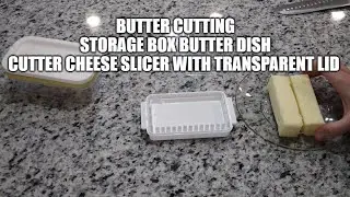 Review-Butter Cutting Storage Box Butter Dish Cutter Cheese Slicer With Transparent Lid.