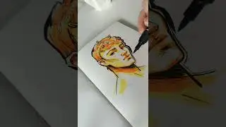 3 marker challenge - yellow, orange and black #art #drawing #markers #artchallenge