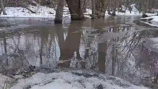 1 hour sound of water. Spring flood - river overflow