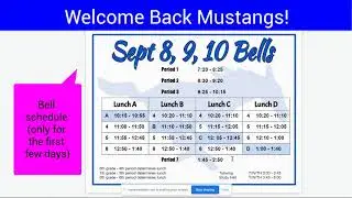 First Days Lunch and Bell Schedule