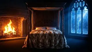 Blizzard Rages Outside, Fire Roars Inside | Sleep Music