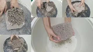 Asmr Super gritty square buckets crumbling & dipping in water|HBD Saba Tasneem🌼🎂