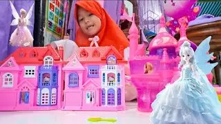 Lubna Playing with Hello Kitty House 🏰 Barbie Princess Castle & Teddy Bear Toys | Kids Pretend Play