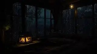 Soft Rainy Night in Cozy Cabin | Relaxing Fireplace Sounds for Deep Rest and Sleeping
