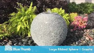 Large Ribbed Sphere Granite Fountain