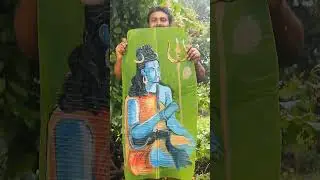 Shiva painting on Banana leaf #painting #s#bholenath #shorts