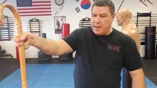 Cane self-defense with Hand Manipulation for striking close or far with out moving your lower body.