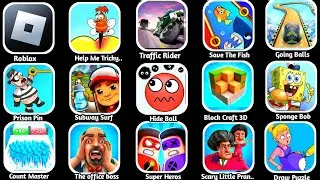 Roblox, Help Me Tricky Puzzle, Traffic Rider, Going Balls, Subway Surf,Hide Ball,The office boss,