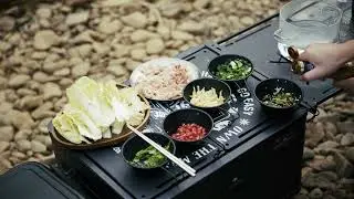 Winter Riverside Hotpot - Cozy Outdoor Cooking with Rockbrook Camping Box