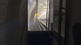 Victoria line train entering station from inside cab