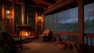 Cozy Balcony | With Gentle Rain Sounds and Fireplace | 10 Hours