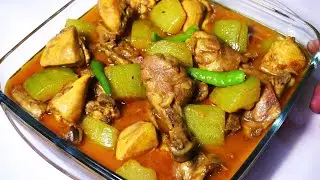 চাল্কুমড়া দিয়ে মুরগির মাংস । Chalkumra diye Murgir Mangsho ।  Chicken with Ash Gourd