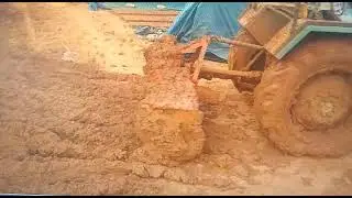 Mud mixing for Clay brick manufacturing by Tractor