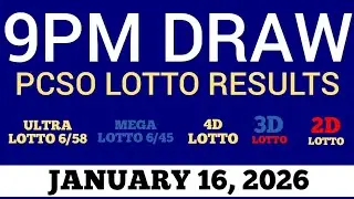 Lotto Result Today 9pm Draw January 16, 2026 Swertres Ez2 PCSO Live Result
