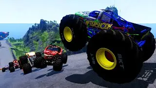 Epic High Speed monster trucks jumps stunts & crashes #107 | BeamNG Drive
