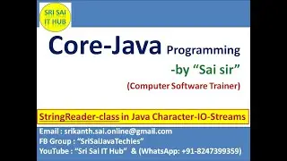 189. StringReader class in Java Character IOStreams || InputStreams || OutputStreams || Java Streams