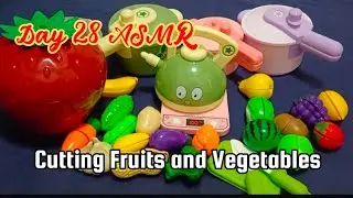 Day 28 ASMR Satisfying with Cutting Velcro Fruits and Vegetables Kitchen Set Roleplay