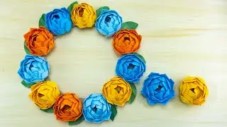 DIY Origami Lotus Flowers Wreath Wall Hanging | Paper Flower Wall Hanging | Wall Decor Ideas