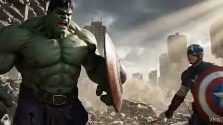 Hulk and captain America AI fighting scene #hulk 