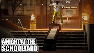 Skating the Schoolyard in Session (Skate Sim) AT NIGHT