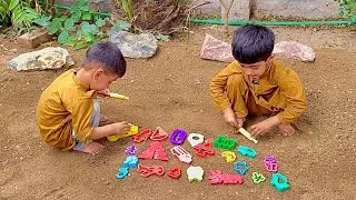 Animal Toys Outdoor Sand Play 🐾 | Making Sand Molds | Fun Learning for Kids#toysforkids 