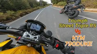 790 Duke VS Street Triple 765 RS - Darlikta sert kapışma! - Bol virajlı kapışma