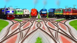 8️⃣ TRAINS CROSSING BY RISKY CURVES BRANCHED RAILROAD TRACKS | Indian Train games | train simulator