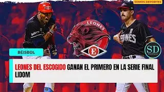 EN VIVO LEONES DEL ESCOGIDO GANAN EL PRIMERO EN LA SERIE FINAL LIDOM SOMOS DEPORTES MIER 20/01/26