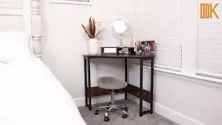 ODK Corner Desk with Shelf |  Small Desk with Sturdy Steel Frame | Computer Desk with Monitor Stand