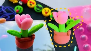 Super Easy !! How to Make a Beautiful Clay Flower Pot | Easy DIY Air Dry Clay Craft for Beginner