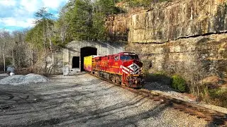 The LEHIGH VALLEY rear dpu on Norfolk Southern 196 entering Nemo Tunnel 