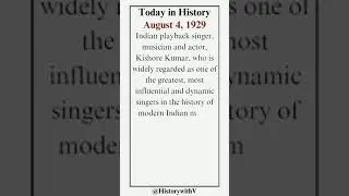 Today in History - August 4, 1929 #kishorekumar #kishorekumarbirthday #india #indianplaybacksinger