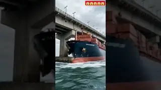 cargo ship collision with bridge 😱 unbleable #cargoship #shipcollision #shipaccidents #oceanvideo