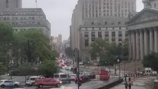 FDNY Ladder 1, SOC Support 1 And Battalion 1 Responding On Centre Street In Manhattan, NYC