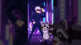 gojo senpai dancing with a racoon  #anime #gojo #otaku