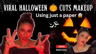 Trying VIRAL Halloween🎃Bloody🩸Cuts Makeup by just using PAPER😱|Realistic Vampire Look🔪#riddhikothari