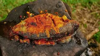 Fish Fry on Stone Slab | Outdoor Cooking Recipe | Natural Fish Grill | Village Style Cooking