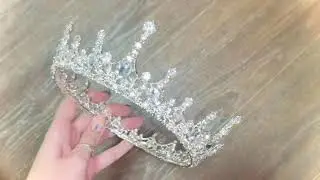 Silver crystal crown корона светлая цвет серебро с классическиими прозрачными камнями украшение hair